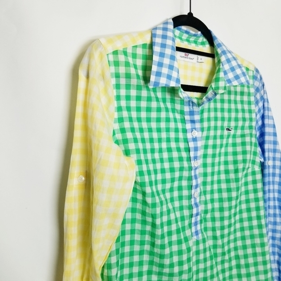 Vineyard Vines  Multicolored  Checkered Button Up shirt Size 4 NWOT - Picture 7 of 14